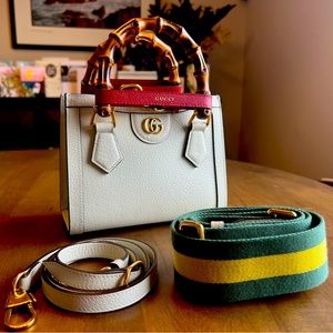White Gucci Mini Diana Leather Bag